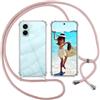 ISOI Cover con Cordino per Oppo A6 / A6x / A6k 4G / 5G, Custodia Trasparente con Collana Tracolla Laccio Collo Ultra Sottile Morbido TPU Silicone Antiurto AntiGraffio Case, Rosa