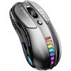 Uiosmuph V98 Mouse Gaming Wireless, 12000 DPI Regolabile, RGB Senza Fili Ergonomico con 6 Pulsanti Programmabili per Laptop/PC/Mac, Argento