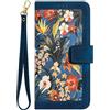 BLOTECH Fiori Telefono Cover per Samsung S23 Ultra Cases,Custodia per Girls Fiori Custodia Galaxy S23 Ultra PU Cuoio Portafoglio Custodia Libro Floreale Copertura Flip Wallet Case per Samsung S23 Ultra