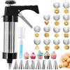 Generico Kit pistole per pressa per biscotti Spritz, pressa per biscotti in acciaio inossidabile, con 8 punte per tubazioni e 13 dischi per biscottis per la macchina per torte fai-da-te