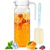 QLFJ-FurDec 1 confezione da 1,1 l, caraffa per acqua con coperchio e manico, in acrilico trasparente, brocca per frigorifero, caraffa in vetro facile da pulire per latte (1 confezione da 1,1 l)