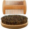 Generico Spazzola e Pettine per Barba Uomo | Kit Spazzola e Pettine per Barba e Baffi in Setole Naturali di Cinghiale,Prodotti Ergonomici per Styling, Rasatura, Cura, Rimozione Detriti e Massaggio Facciale