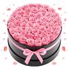 VEVOR Fiori Secchi Ornamentali 50 Rose Stabilizzate in Scatola Rotonda, Bouquet di Fiori Eterni, Rosa Eterna Vera, Ampia Gamma di Utilizzi Anniversario, San Valentino, Natale, Rosa Dolce