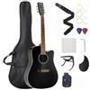 VEVOR Chitarra Acustica Cutaway 1041,4 mm (41 inch) con Custodia Morbida per Adulti Nera