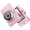 Trayneel Fotocamera HD a doppio obiettivo con schermo IPS da 2 8 pollici, sensore CCD da 48 MP, 2 video 5K UHD, supporto OTG, compatibilità con schede TF e zoom ottico 8x per uso studente (rosa)