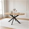 JIEXI Set tavolo da pranzo rotondo allungabile 110 x 150 cm, finitura rovere, piano rotondo in MDF, stile moderno e contemporaneo, per sala da pranzo e cucina