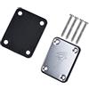 Joskeijky 1 Set 70S 4-Bolt Chitarra Neck Plate Neckplate With Plastic Back Plate Handle Protector (Silver)