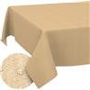 ANRO Tovaglia antimacchia Beige effetto lino 280x140 cm misto cotone | lavabile a 30 °C - ideale per giardino, terrazza e sala da pranzo