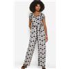 Freemans Tuta Jumpsuit Monopezzo Con Collo A V Manica Corta Nero Print