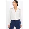 FREEMANS Blusa In Pizzo Con Colletto A V Avorio Maniche Lunghe Taglie 22 26