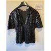 BonPrix Top A Maniche Corte Con Scollatura A V In Nero Taglia S - UK 10/12