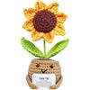 Generic Girasole positivo fatto a mano all'uncinetto, girasole fatto a mano con biglietto di messaggio edificante 14 x 6 x 6 cm, artificiale lavorato a maglia di lana per la decorazione di casa