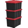 Iris Ohyama, Scatole Pieghevoli, 50L, Set di 3, Rosso, Grande, Solido, Impilabile, Per Garage, Scaffali, Scatola Organizer, Plastica, Contenitore, DDSKT-450