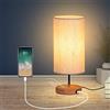 GLUROO Lampada da Comodino con Porte di Ricarica USB, Controllo Touch 3 Temperature di Colore e Lampada da Scrivania Minimalista Completamente Dimmerabile, Lampadine E27 per Lettura, Soggiorno Ufficio