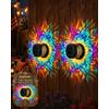 Explcior Solar Mandala Wall Light Outdoor Garden Fence Projector Lamp Patio Ambient Decor Waterproof LED Mandala Projection Light Decorative for Garden Post Patio Backyard Yard 7 Colour Changing(2pcs)