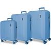 MOVOM Wood Denim Set di Bagagli 53x78x31 cm Rigido ABS Chiusura TSA Integrata 217L 11.4kg 4 Doppie Ruote Estensibile Bagaglio a Mano