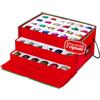 Avilia - Scatola Porta Addobbi di Natale con 3 Cassetti Estraibili per 72 Palline di Natale, Struttura Rigida in TNT 51x35x24 cm, Zip Robusta e Etichetta Trasparente per Conservazione Ordinata