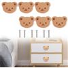 QOXEZY Confezione da 6 pomelli in legno a forma di orso, per mobili e cassettiere, con accessori di montaggio preforati