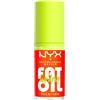 NYX Professional Makeup Fat Oil Lip Drip, Gloss Labbra, Fino a 12H di Idratazione, Maxi Applicatore, Con Squalano, Olio di Lampone e Camemoro, Tonalità Juicy Bae, Profumo Clementina e Mango