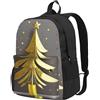 Tamiger Borsa unisex con glitter dorato con stampa albero di Natale di grande capacità, resistente all'acqua, leggera, per gite di fine settimana all'aperto