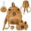 Generico Zaino Capibara - Con Tasca Portamonete E Ciondolo, Borsa Per Libri In Peluche A Forma Di Cartone Animato | Zaino Scuola Con Ciondolo E Tracolla Regolabile | Per Donne, Bambini, Studenti, Scuola, Viagg