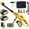sukaudiz Idropulitrice a Batteria, 3 Livelli Max 45 Bar, 6-In-1 Ugello, 4000 mAh *2, Giallo, Moden, Senza Fili, Portatile, Professionale, per Casa, Auto, Giardino, Esterni