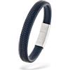 s.Oliver Bracciale da uomo in vera pelle, blu IP, regolabile fino a 22 cm, impermeabile e delicato sulla pelle