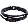 s.Oliver Bracciale da uomo in vera pelle - IP nero - cinturino in pelle regolabile fino a 22 cm - impermeabile e delicato sulla pelle