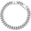 Gamtic Bracciale Uomo con Iniziale A-Z - Nome Iniziali Braccialetto Con Catenina Cubana In Acciaio Inox 21CM Gioielli Compleanno Regalo per Papà Mamma Figlio Nonni Coppia Ragazzo (L)