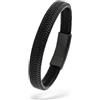 s.Oliver Bracelet da uomo - Bracciale in vera pelle - IP nero - regolabile fino a 22 cm - impermeabile e delicato sulla pelle