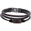 s.Oliver Bracciale da uomo in vera pelle, marrone IP, cinturino in pelle regolabile fino a 22 cm, impermeabile e delicato sulla pelle