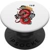 Dragon Symbol / Chinese Mythology / Qigo Red Chinese Mitical Dragon Calligrafia/Tai Chi Design PopSockets PopGrip Adesivo