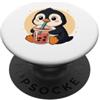 Cute Kawaii Penguin Drinks Boba Bubble T Cute Penguin Kawaii Anime Bere Bubble Tea Ragazza Bambini PopSockets PopGrip Adesivo