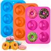 Songella Donut Stampo Silicone Donut Stampi Rotonda Ciambelle Stampo per Torte Biscotti Bagel 3 Pezzi (Arancione/Rosa Rosso/Blu)