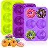 Songella Donut Stampo Silicone Donut Stampi Rotonda Ciambelle Stampo per Torte Biscotti Bagel 3 Pezzi (Verde/Viola Scuro/Viola)