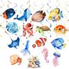 ASFWAGQ 32 pezzi di pesce decorazione tropicale a forma di girella sospesa coperta decorazione animali marini ghirlande mondo subacqueo decorazioni oceano tema accessori per feste per ragazzi ragazze