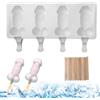 Odoukey Stampi per ghiaccioli in silicone 4 cavità Forma di pene con bastoncini Gelato fai-da-te riutilizzabile antiaderente resistente al freddo/calore