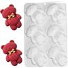 Uanqfegy Stampo per orsetti in silicone per uso alimentare a 6 cavità - Stampo per orsetti a rilascio facile per cuocere cioccolato e realizzare candele con disegni adorabili