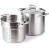 HOMICHEF Pentola per pasta in acciaio inox senza nichel da 13 litri, con colino e coperchio - Cestini in acciaio inox di grado commerciale - Set di pentole a vapore a induzione lucidate opache da 13