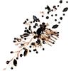 Rocky Green Fermaglio per capelli da sposa con strass fatto a mano, accessorio per capelli da sposa, forcina per capelli da sposa per cerimonia nuziale (nero + oro)
