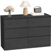 VASAGLE KAILYN Collezione - Cassettiera con 6 Cassetti, Comò, Mobile con Cassetti, Porta Abiti, 40 x 119,4 x 75 cm, Stile Moderno, Nero Ebano LTS616B01