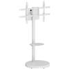 Ewent Supporto TV da Pavimento, Supporto Mobile su ruote per schermi al plasma/LED/LCD fino a 86 pollici e 50 kg,Carrello con con 2 ripiani, Design Inclinabile,Regolabile in Altezza e Larghezza,Bianco