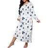 CreoQIJI Camicia da notte da donna in pile, taglie forti, casual, con stampa a cuore, a maniche lunghe, girocollo, media, elasticizzata, da notte, Rosso anguria., XXL