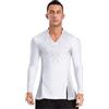 Mufeng Camicia da Ballo Latino Americano Uomo Blusa Tunica Traspirante Paillettes Maglietta da Pattinaggio Artistico Maglia Danza Classica Samba Rumba Salsa Bianco M