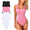 BnMvF Bodysuits senza maniche per il controllo della pancia con collo quadrato Shapewear senza cuciture, Bodysuits a compressione per le donne (Blu,XL)