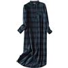 Generic Camicia da notte da donna a maniche lunghe con bottoni, camicia da notte a quadri, colletto rovesciato - Camicia da notte a quadri, pigiama tartan, maniche lunghe comode e larghe, camicia da notte