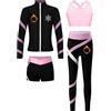 LiiYii Tute da Pattinaggio in Pile Bambina Completo Invernale Termico Giacca + Reggiseno+ Pantaloni + Pantaloncini Abbigliamento da Pattinaggio su Ghiaccio Rosa 11-12 anni