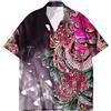 Namufeitrade Moda Uomo Tatuaggio Samurai Giapponese Grafica 3D Stampata Camicie Manica Corta Camicie da Spiaggia Tropicali Camicia Hawaiana Estiva Top Camicetta con Risvolto Button Down