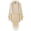 Peosaard Maglione con Frange, Maglione Poncho da Donna Caldo Scialle con Frange Lavorato a Maglia Collo in Pelliccia Sintetica per l'autunno Inverno, Beige, Poncho da Donna
