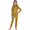 Linyuir Bambina Maglia Maniche Lunghe Sirena Body Metallico Divisa Completa Con Pantaloni Lunghi Stampati Scaglie Pesce Ovveralls Halloween Carnevale Festa Oro 7-8 anni
